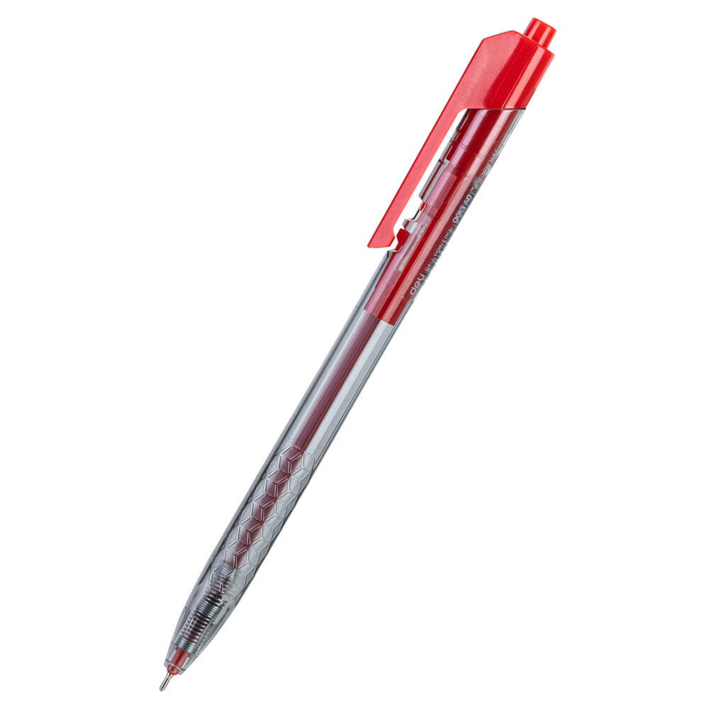 ديلي قلم حبر جاف كباس - بدن شفاف - 0.7mm - أحمر